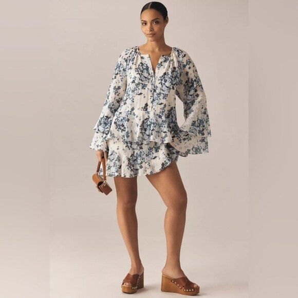 Anthropologie Dresses & Skirts - NWT Size M - Anthropologie Blue Floral Mini Swing Dress (NWT US$ 168)